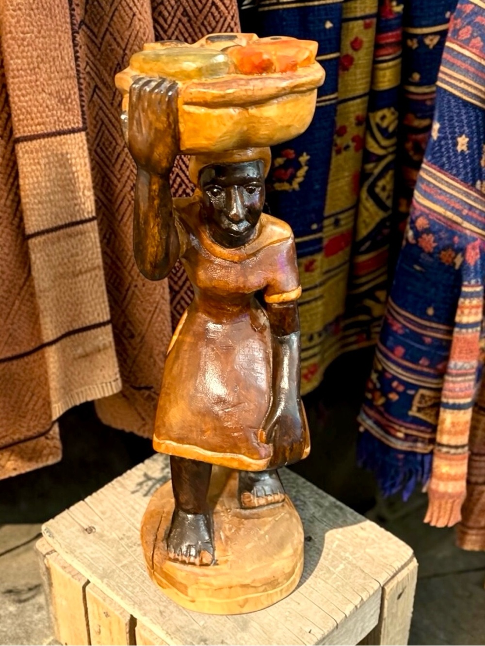 Hand-Carved Wooden Sculpture, 17” high (1.5 feet)